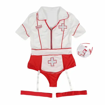 Subblime Nurse-Inspired Intimate Costume Set S/M Red & White