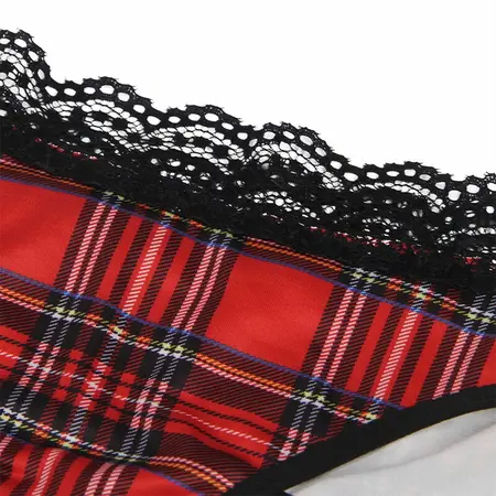 Subblime University Themed Lingerie Set S/M - Checkered Pattern