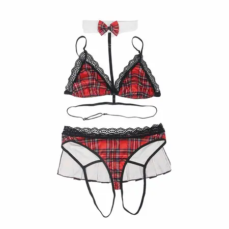 Subblime University Themed Lingerie Set S/M - Checkered Pattern