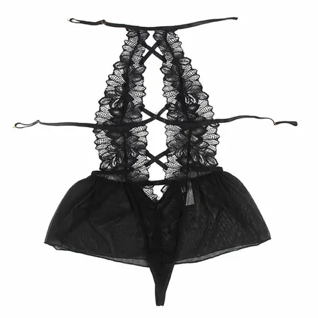 Subblime Lace Teddy Halter Neck L/XL Black - Elegant Backless Design