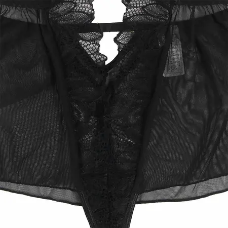 Subblime Lace Teddy Halter Neck L/XL Black - Elegant Backless Design