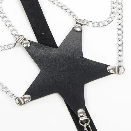 Subblime Full Body Harness Crni sa Dekorativnim Zvezdastim Lancem, Jedna Veličina