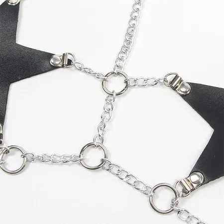 Subblime Full Body Harness Crni sa Dekorativnim Zvezdastim Lancem, Jedna Veličina