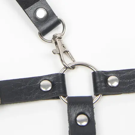 Subblime Harness Model 5944889 - Black Leather with Chain Accents, One Size