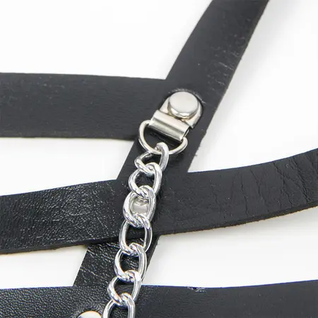 Subblime Korset Harness sa Dekorativnim Lancima, Podesivi, Crni, Jedna Veličina