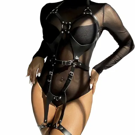 Subblime Kožni Full Body Harness Crni Podesivi Jedna Veličina