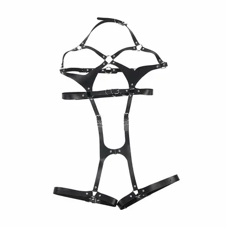 Subblime Kožni Full Body Harness Crni Podesivi Jedna Veličina