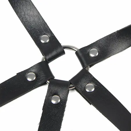 Subblime Kožni Grudni Harness Crni – Podesivi Detalj sa Prstenom, Jedna Veličina