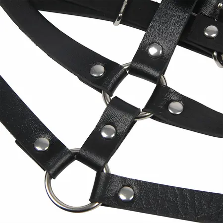 Subblime Kožni Grudni Harness Crni – Podesivi Detalj sa Prstenom, Jedna Veličina
