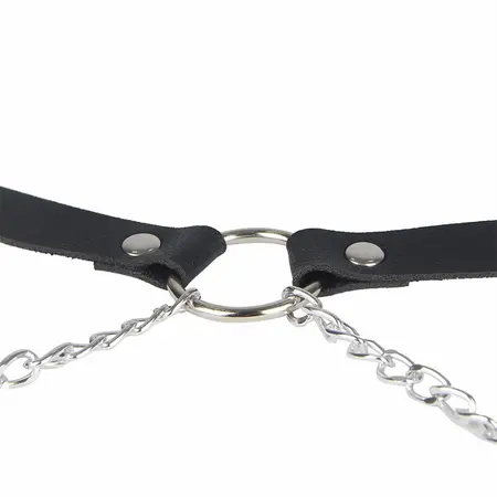 Subblime Kožni Pojas Harness Crni – Podesivi Detalj sa Lancićem, Jedna Veličina