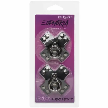 CalExotics Euphoria O-Ring Crni Štitnici za Bradavice - Višekratni, 7.5 cm