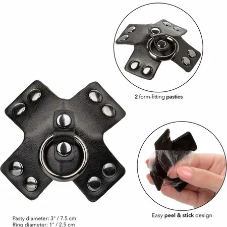 CalExotics Euphoria O-Ring Crni Štitnici za Bradavice - Višekratni, 7.5 cm