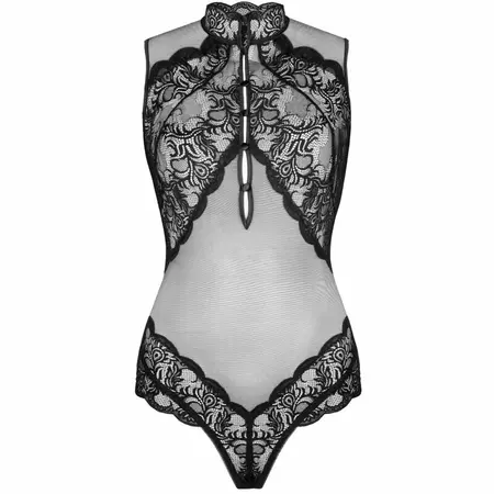 Livco Corsetti Sagen LC90694 Čipkasti Mrežasti Bodisvet Crni L/XL