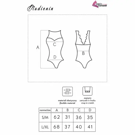 Livco Corsetti Mudienin LC 90654 Elegant Black Lace Bodysuit L/XL
