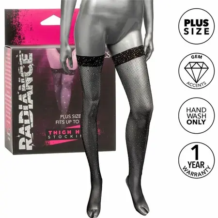 CalExotics Radiance Plus Size Thigh High Stockings with Rhinestones 3X