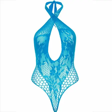 Leg Avenue crossover halter tedi plava čipka i mreža jedna veličina