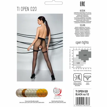 Passion TIOPEN 020 crna 3/4 hulahopke 20 DEN - Elegantan dekorativni dizajn