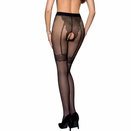 Passion TIOPEN 016 Black 3/4 20 DEN Semi-Sheer Decorative Tights