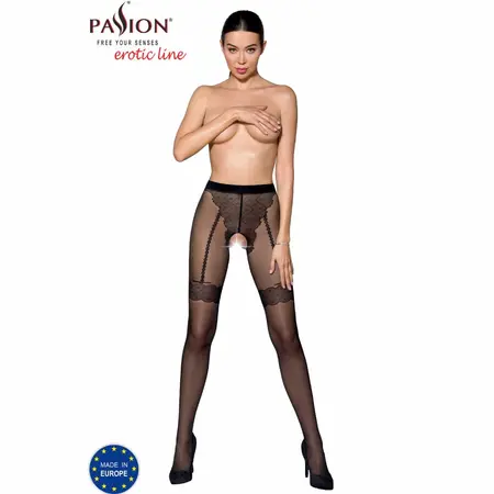 Passion TIOPEN 016 Black Tights 20 DEN Open Style Size 1/2