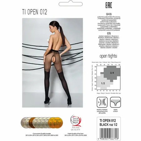 Passion Tiopen 012 Tights 3/4 Black 20/40 DEN Decorative Opening