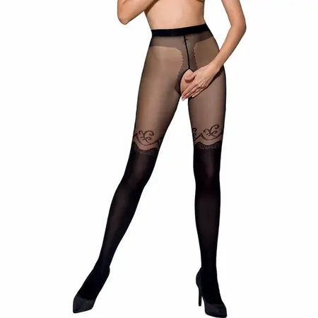 Passion TIOPEN 012 Black Fashion Tights 20/40 DEN Size 1/2
