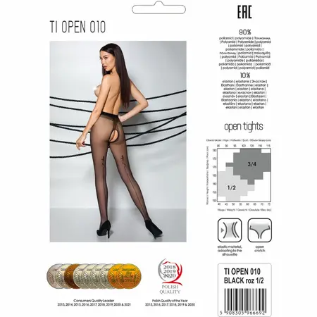 Passion TIOPEN 010 Black 3/4 Tights 20 DEN - Elegant Decorative Design