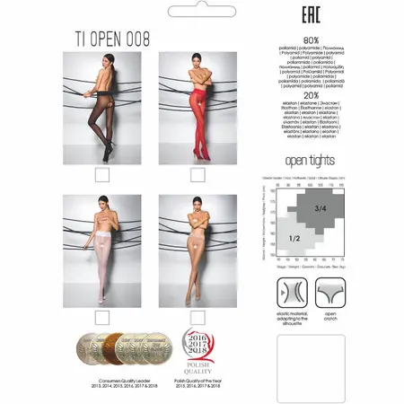 PASSION TIOPEN 008 Elegant White Tights 30 DEN Lace Detail Size 1/2
