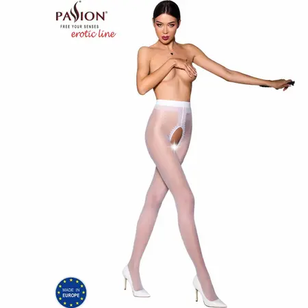 PASSION Tiopen 007 White Tights 20 DEN Open Style Size 1/2
