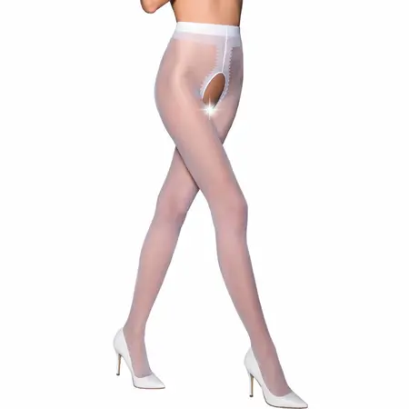 PASSION Tiopen 007 White Tights 20 DEN Open Style Size 1/2