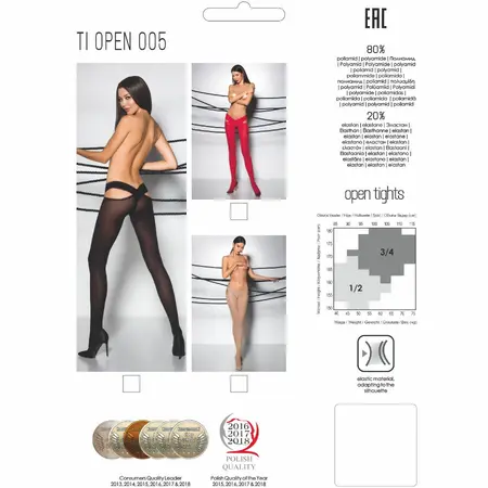 Passion TIOPEN 005 60 DEN 3/4 Black Opaque Fashion Tights