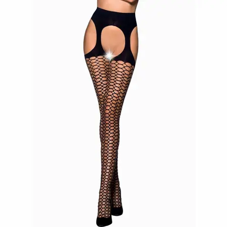Passion TIOPEN 004 Black Fashion Tights 1/2 - 40 Den Opaque Finish