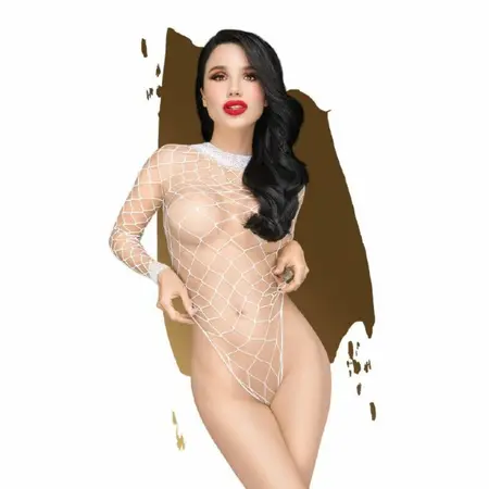 Penthouse Scandalous Teddy White Bodysuit S/M/L - Elegant Mesh Design