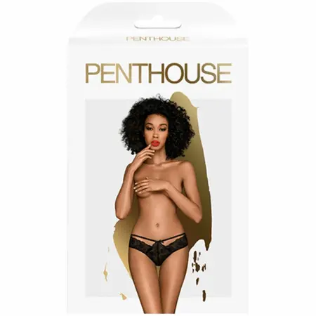 Penthouse Adore Me Čipkane Gaćice Crne L/XL - Elegantan Floralni Dizajn