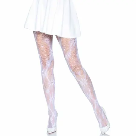 Leg Avenue Snowflake Pattern Fishnet Tights One Size - Holiday Edition