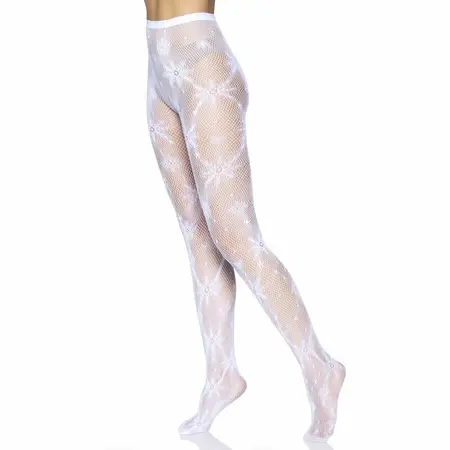 Leg Avenue Snowflake Pattern Fishnet Tights One Size - Holiday Edition