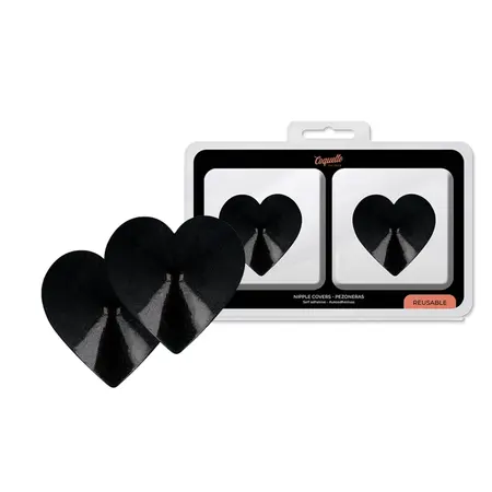 Coquette Chic Desire Crne Višekratne Metalne Nipple Covers u Obliku Srca