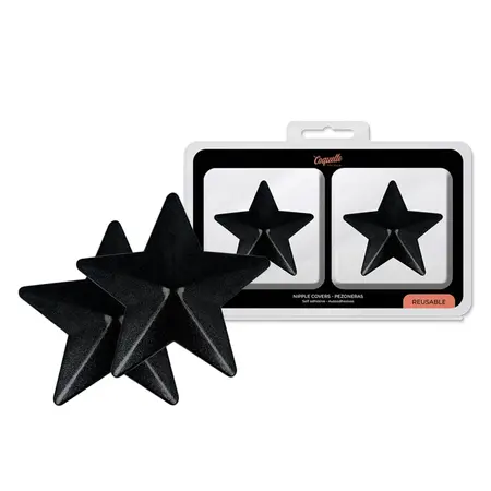 Coquette Chic Desire Višekratne Crne Nipple Covers u Obliku Zvezde, Metalni Finiš