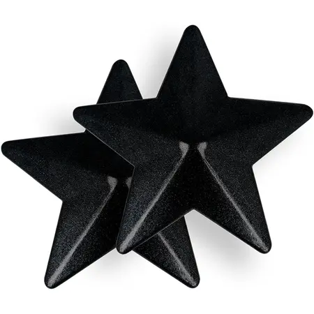 Coquette Chic Desire Višekratne Crne Nipple Covers u Obliku Zvezde, Metalni Finiš