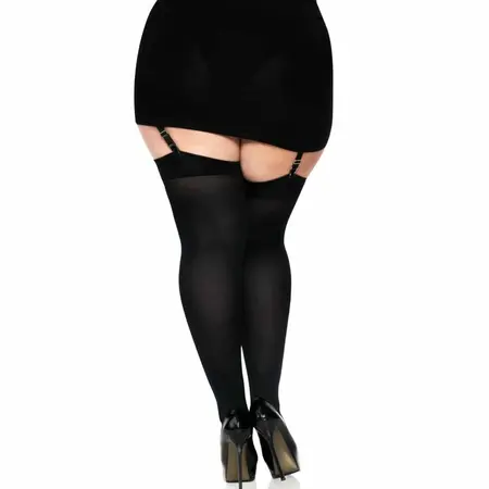 Leg Avenue Plus Size Crne Najlon Carape Preko Kolena sa Masnom