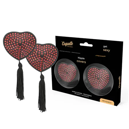 Coquette Chic Desire Navlake za Bradavice u Oblicu Srca Samolepljive Crveno/Crni Set