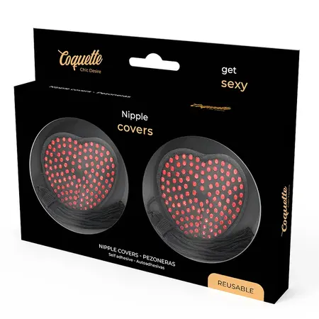 Coquette Chic Desire Navlake za Bradavice u Oblicu Srca Samolepljive Crveno/Crni Set