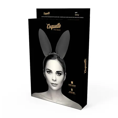 Coquette Chic Desire Veganska Kozna Traka za Glavu sa Zecijim Usima - Crna