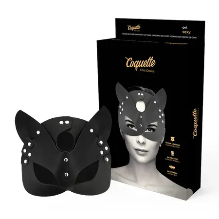 Coquette Chic Desire Veganska Kozna Maska sa Zecijim Usima - Elegantna Crna