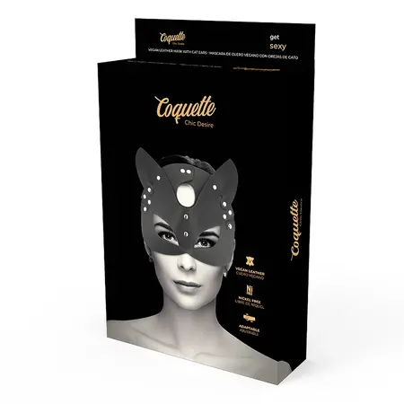 Coquette Chic Desire Veganska Kozna Maska sa Zecijim Usima - Elegantna Crna