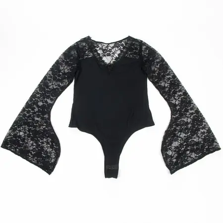 Subblime Teddy L/XL - crni body sa cvetnom čipkom i dugim rukavima
