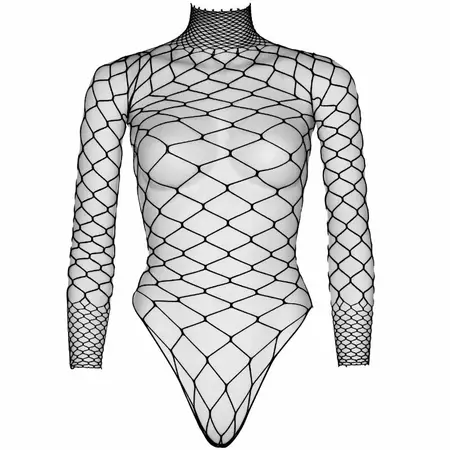Leg Avenue Turtleneck Fishnet Bodysuit Black One Size