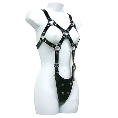 Ouch! kožni body harness podesivi model za žene S-XL crni