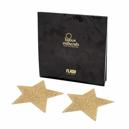 Bijoux Indiscrets Flash Golden Star telesne dekoracije - zlatne pokrivalice za višekratnu upotrebu