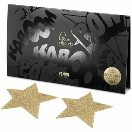 Bijoux Indiscrets Flash Golden Star telesne dekoracije - zlatne pokrivalice za višekratnu upotrebu