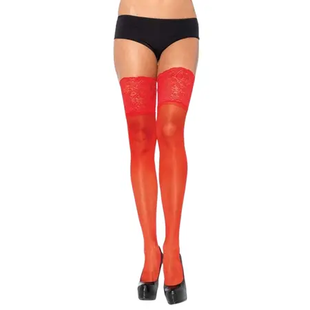 Leg Avenue Sheer Thigh Highs Silicone Lace Top One Size Black